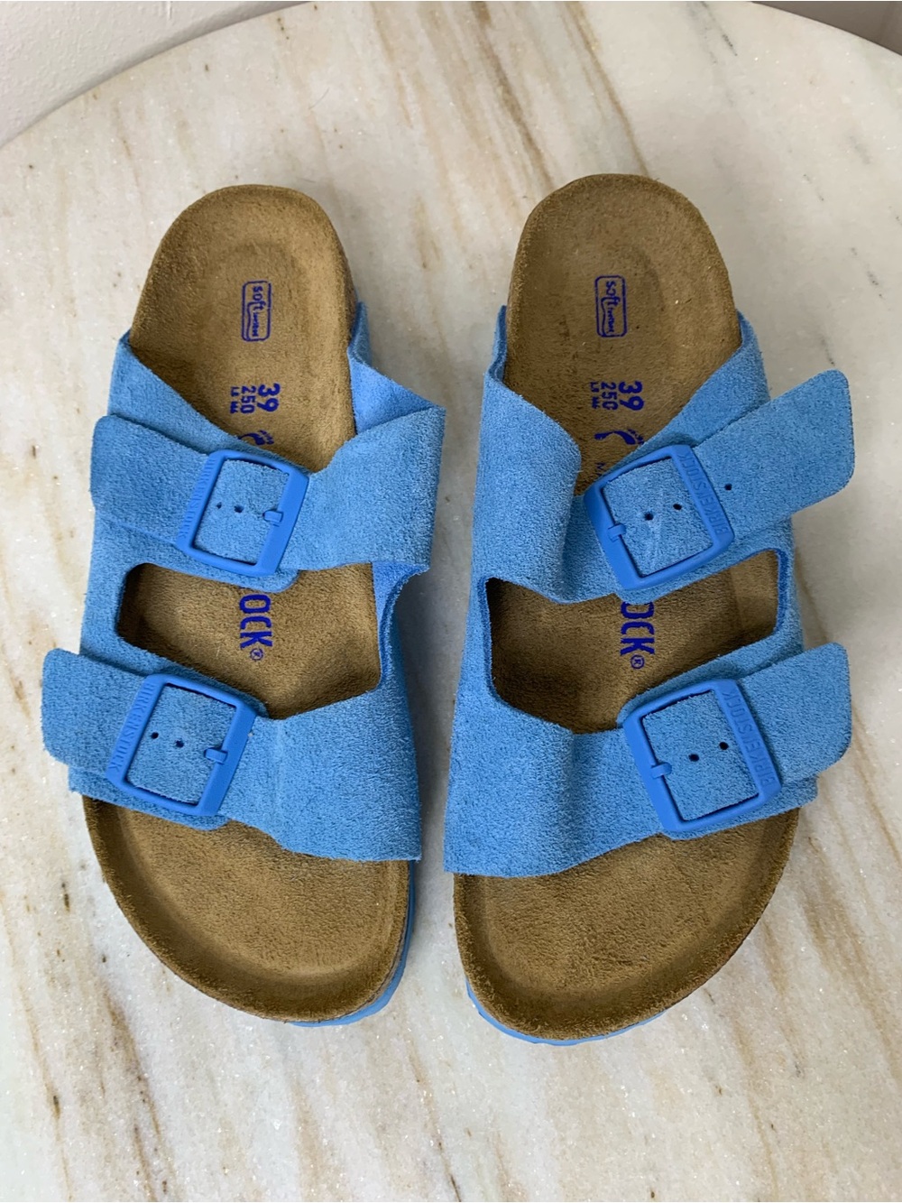 Birkenstock sandal suede women’s 8 sky blue “Arizona” Double Strap